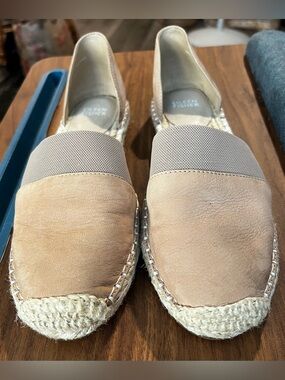Eileen Fisher Women's 6.5  Lady-Nu d'Orsay Espadrille Shoe Tan Suede Jute Flats